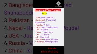 Country and the Name of Their president 2024 #shortsfeed #viral