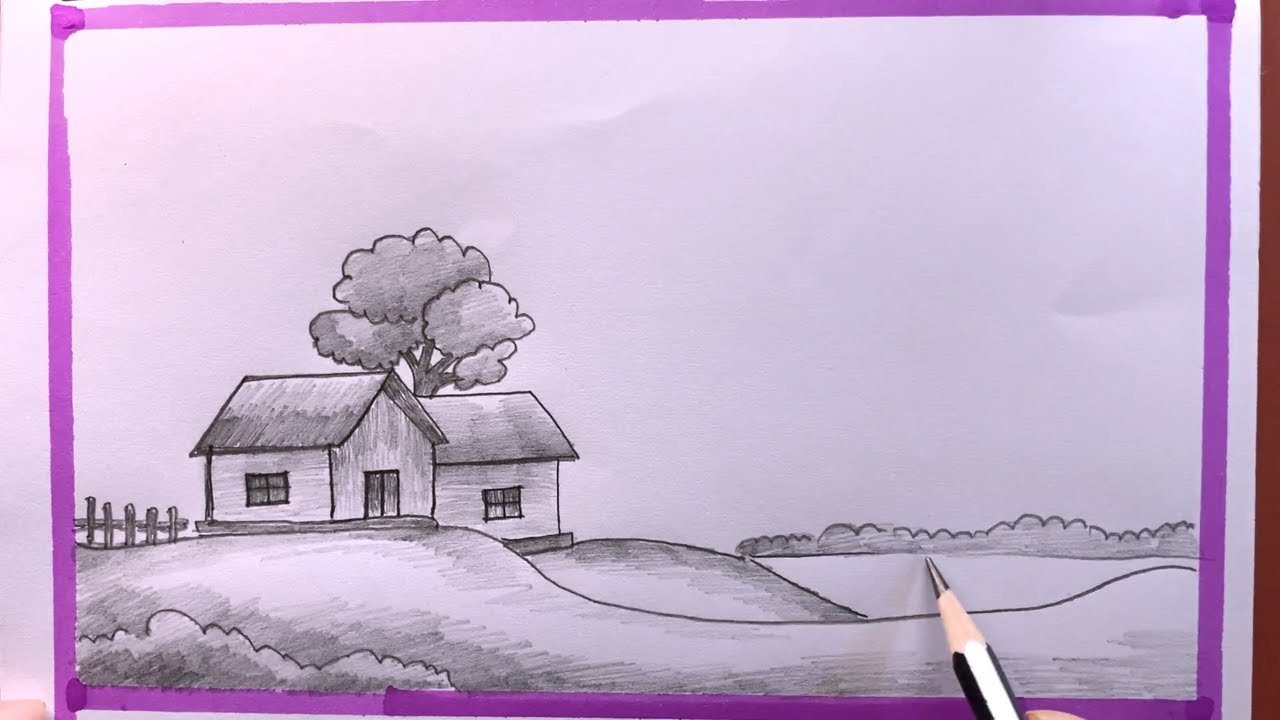 How To Draw A Beautiful House House Drawing Youtube