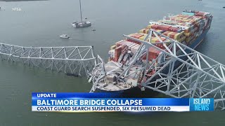 Coast Guard suspends search for Baltimore Bridge crash victims; 6 presumed dead