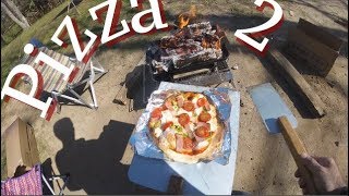 キャンプでピザ 焚き火台でpizza作り2