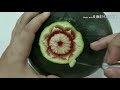 แกะสลักแตงโมลายดอกโดนัท how to carve watermelons fruit carving ep. 2 2