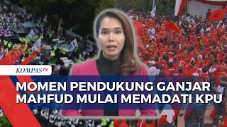 Momen Pendukung Ganjar Mahfud Mulai Memadati KPU