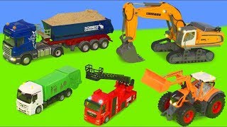 Excavadora Tractor Buldocer Cargadora Camiones coche de policía y bomberos Trenes Excavator Toys