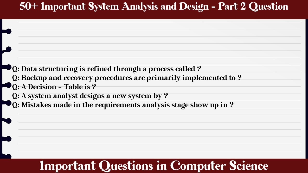 MCQ Questions System Analysis And Design - Part 2 With Answers - YouTube