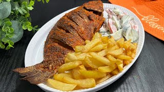 Juicy Oven Grilled Tilapia With Homemade French Fries & Cucumber Salad Quick Eas
