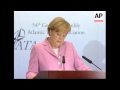 Merkel meets Scheffer on Afghanistan, presser