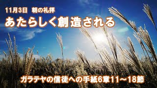 2024年11月3日朝の礼拝「あたらしく創造される」豊島師 長老　ガラテヤの信徒への手紙6章11-18節