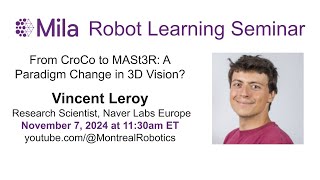 Vincent Leroy: From CroCo to MASt3R: A Paradigm Change in 3D Vision