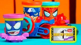 Play-Doh Marvel Can-Head Vehicles Captain America, Spider Man & Venom Toy Video