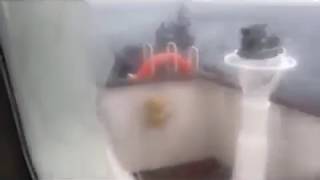 Russian ship ramming Ukrainian Navy tugboat