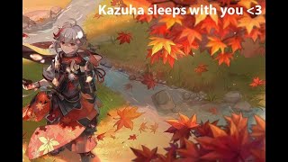 kazuha sleeps with you under the tree in the rain - genshin sleep asmr, soft breathing