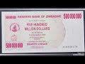 banknote 500 million dollars from zimbabwe.