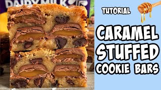 Caramel Stuffed Cookie Bars! Recipe tutorial #Shorts