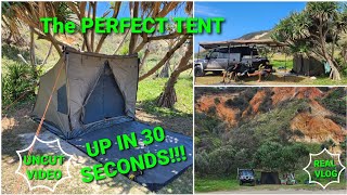 UNBOXING OZTENT RV 4 AT OUR CAMP | we struggled a little...