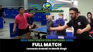 Southwestern Ontario Open Final | Manik Singh vs Leonardo Arakaki | Table Tennis