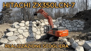 HITACHI ZX350LCN-7 - SCOGLIERA, opere di ingegneria idraulica su una #frana in montagna #hitachi