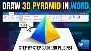 How to draw a 3D pyramid in word || BACK-SPACE