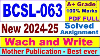 BCSL 063 solved assignment 2024-25 in English || bcsl 063 solved assignment 2025 || bcsl63 2024-25