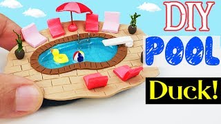 HOW TO MAKE MINIATURE Swimming Pool SUMMER diy craft polymer clay epoxy resin tutorial