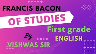 Francis Bacon-Of Studies(part-1) by Vishwas Sir(Topper rpsc school lecturer)#1stgrade#english