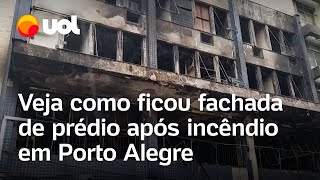 Vídeo mostra fachada de prédio após incêndio em abrigo em Porto Alegre; veja vídeo