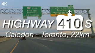 Highway 410 South, Full Route from Highway 10, Caledon to Highway 401, Toronto, 22km