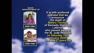 Barbra Thomas ~ Short Obituary
