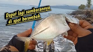 SPOTNYA LUMAYAN EKSTRIM ‼️Tapi Seru juga Strike ikan GT babon di pemecah ombak @mancing_ikan.