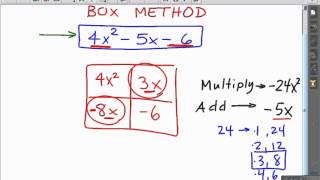 Factoring Quadratics Box Method