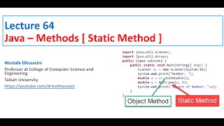 Lecture 64 Java | Method [ Static Method ] بالعربي