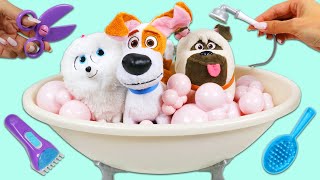 Secret Life of Pets Bubble Bath & Grooming While Learning with Imagine Ink Coloring Book!