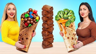 Tantangan Makanan Asli vs Makanan Cokelat | Trik Dapur Lucu oleh Turbo Team