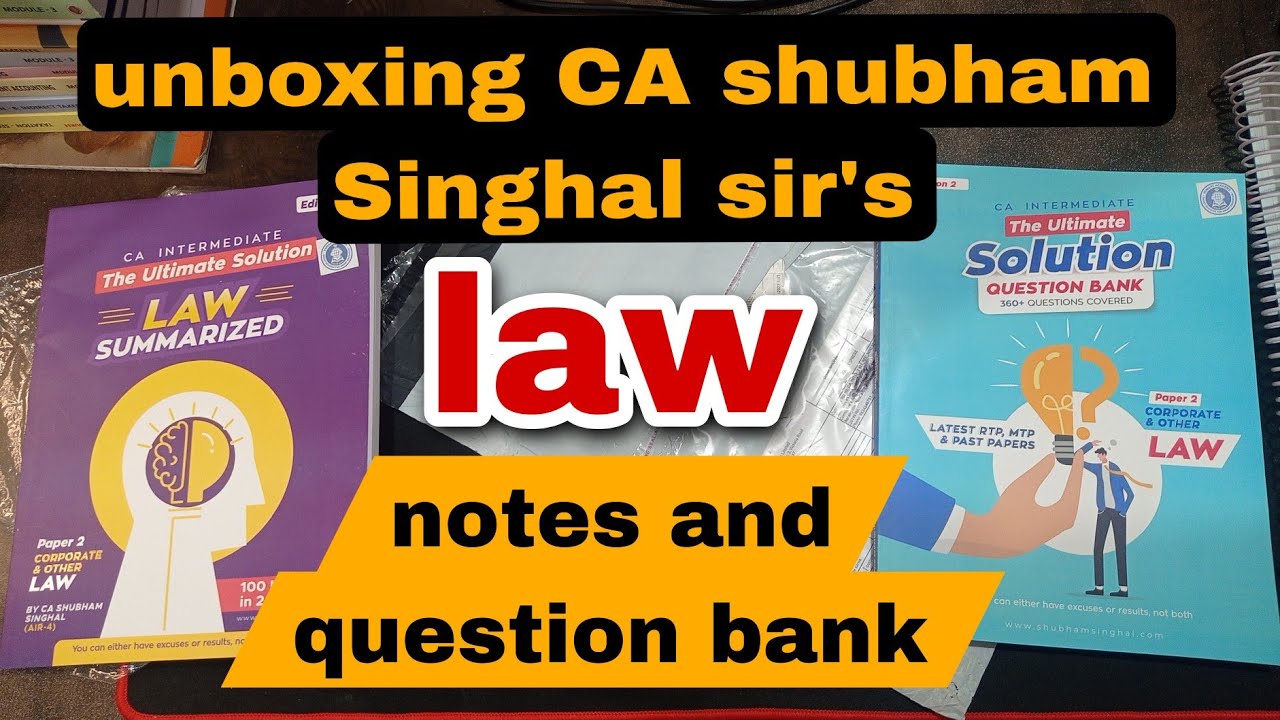 Unboxing Shubham Singhal Sir's Law Summarized Notes And Question Bank ...