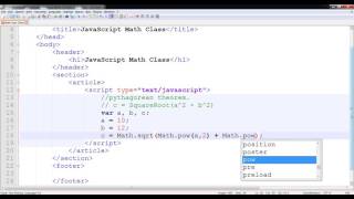 JavaScript - Math class - Pythagorean Theorem