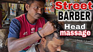 Power Head Massage with tapping on back to relax by our hero - Street side barber ASMR