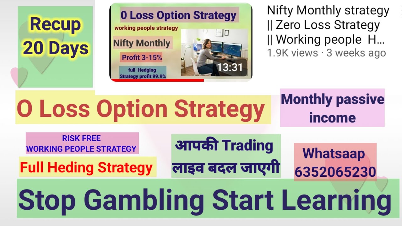 Nifty Monthly Passive Income Strategy || Zero Loss Strategy || Working ...