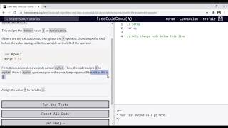 04 - Learn Basic JavaScript - Storing Values with the Assignment Operator
