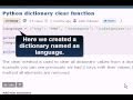 PYTHON Tutorial : Python dictionary clear function