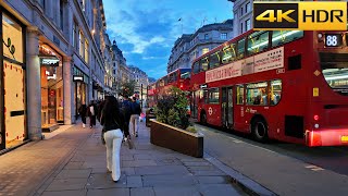 Central London Sunset Walk 🌅 Relaxing Evening Walk through West End | 8 pm Sunsets [4K HDR]