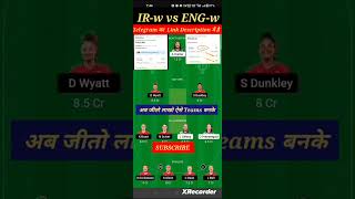 IR-W vs ENG-W Dream11 Team |IR-W vs ENG-W Dream11 Prediction|IR-W vs ENG-W t20 Match#shorts#wct20