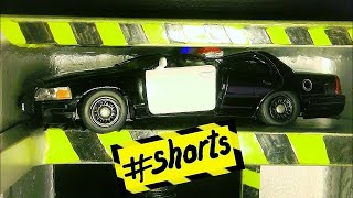 Police car vs hydraulic press in diecast model car crash test #shorts 0.1