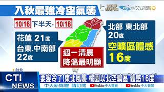 【每日必看】入秋最強冷空氣襲! 午後變天.北部高溫恐降9度@中天新聞CtiNews 20211016