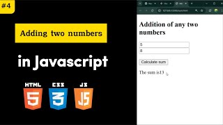 Adding two number in Javascript | how to add numbers using html and javascript | Codz learners