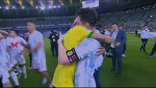 Neymar Hugs And Congratulates Messi After Copa America Win