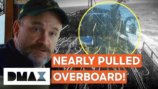 'Wizard' Crew Member Is Nearly Pulled Overboard! | Deadliest Catch