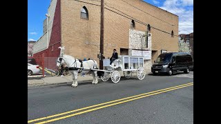 White Funeral Carriage from Heavenly Temple GOC to Bayview Cemetery Jersey City NJ April 13 2021