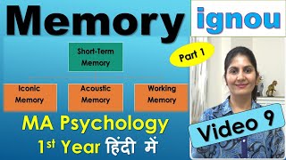 Stage Model of Memory Short Term Memory Sensory STM MA Cognitive Psychology IGNOU 1st Year हिंदी में