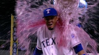 CLE@TEX: Gomez drenched discussing home run, big win