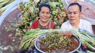 ลาบผักก้านจองใส่ป่นกบกับหอยขม เครื่องปรุงแน่นๆครบสูตร|ฮ่องป่ง Hongpong Channel