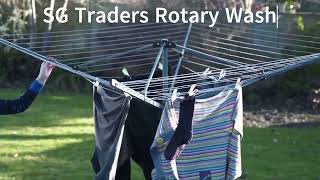 SG Traders 4 Arm 40, 45, 50, 60 m Rotary Washing Line, Heavy Duty Large Clothes Rotating Airer Dryer